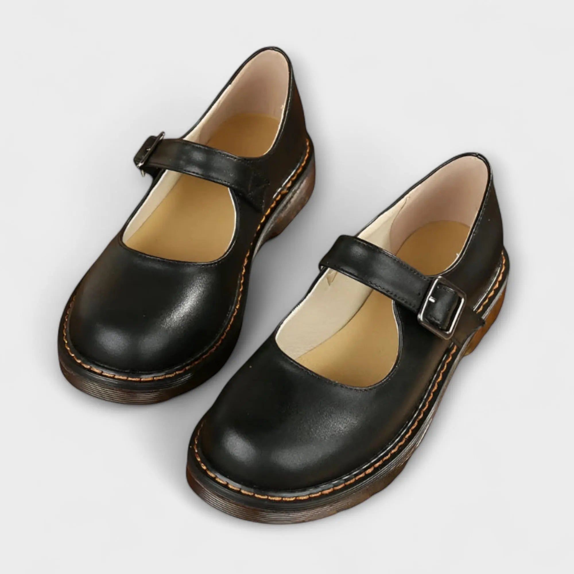 Classic Black Marielle Mary Jane Flats for Women with Adjustable Buckle Strap – Comfortable Flat Shoes for Everyday Wear