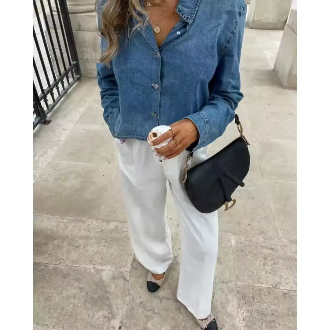 Liora – Trendy Shortened Button-Down Jacket With Long Sleeves For Everyday Style 0