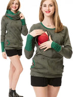 MunaWear - Women's Maternity Clothing - Liora - Floral Maternity Sweatshirt With Pockets For Everyday Comfort - 