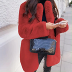 MunaWear - Women's Outerwear - Cirea – Stylish Women's Teddy Coat With Modern Fit For Cozy Winter Days - Red