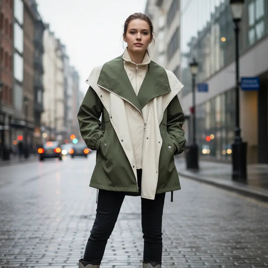 MunaWear - Women's Rain Jackets - Oriana – Stylish Women's Rain Jacket With Slim Fit For Everyday Wear - 