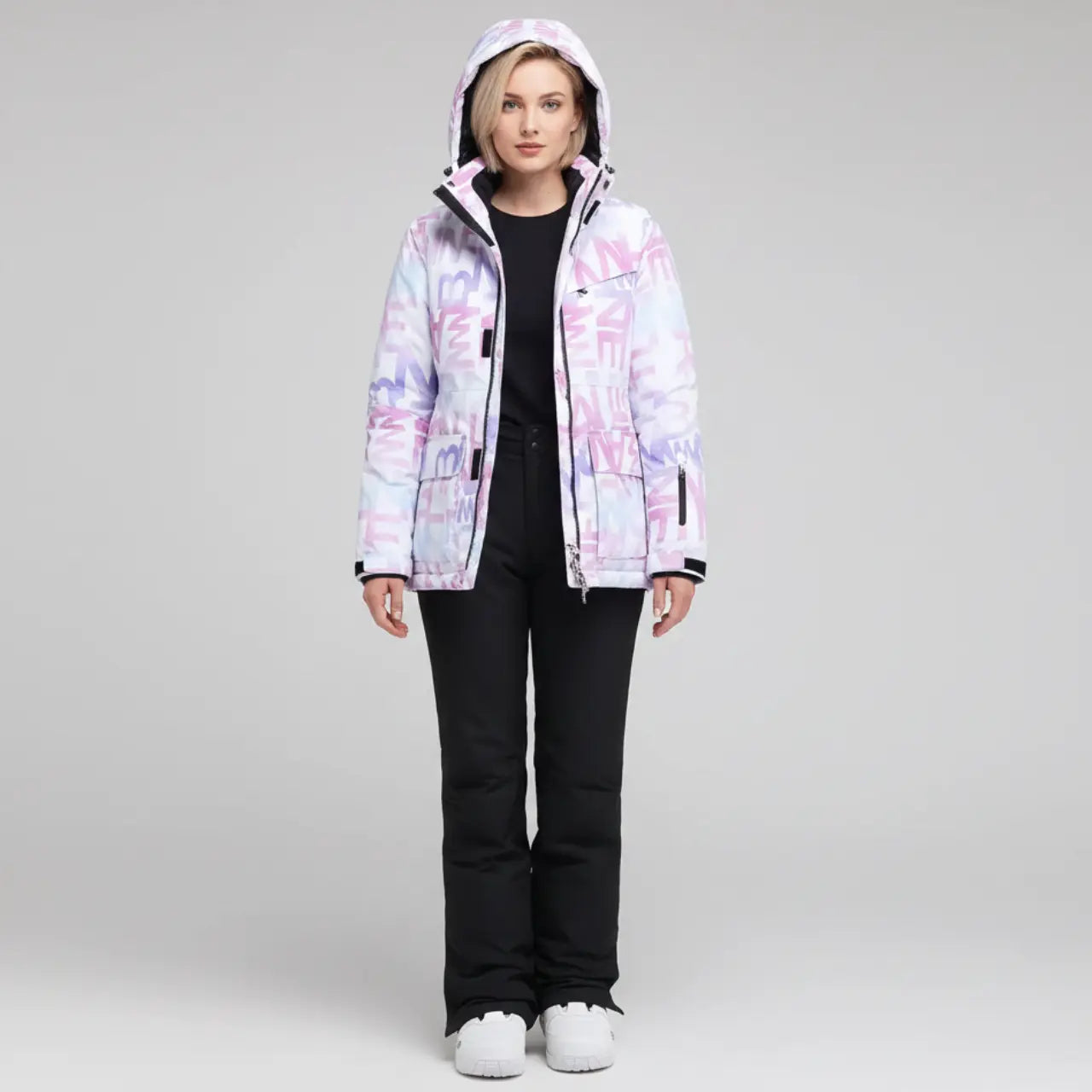 MunaWear - Women's Ski Clothing - Arian – Women's Ski Suit With Waterproof Protection For Winter Sports - Pink/Black / 2XL