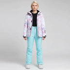 MunaWear - Women's Ski Clothing - Arian – Women's Ski Suit With Waterproof Protection For Winter Sports - Pink/LightBlue / 2XL