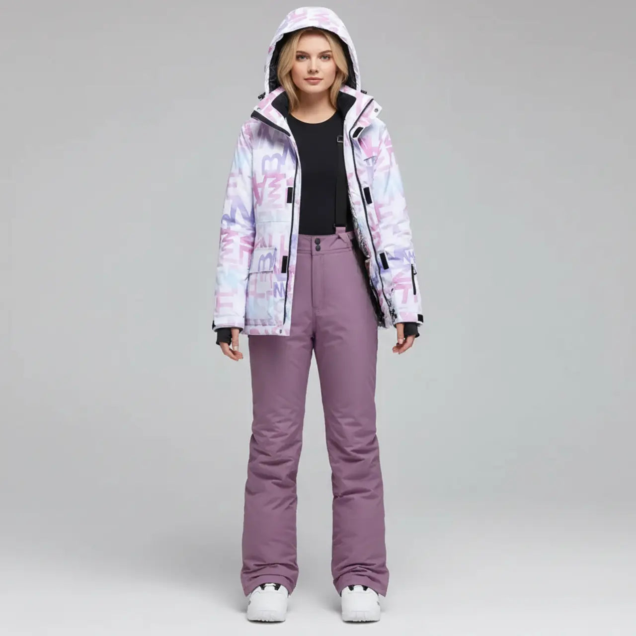 MunaWear - Women's Ski Clothing - Arian – Women's Ski Suit With Waterproof Protection For Winter Sports - Pink/Purple / 2XL