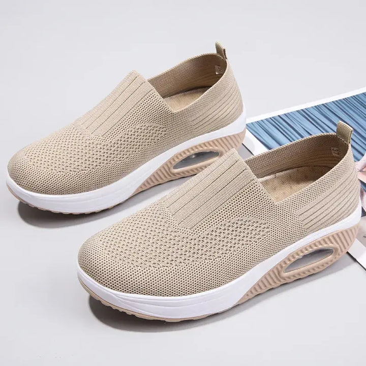 MunaWear  Women's Sneakers  Lila - Women's White Sneakers with Air Cushion and Thick Sole for Best Walking Comfort