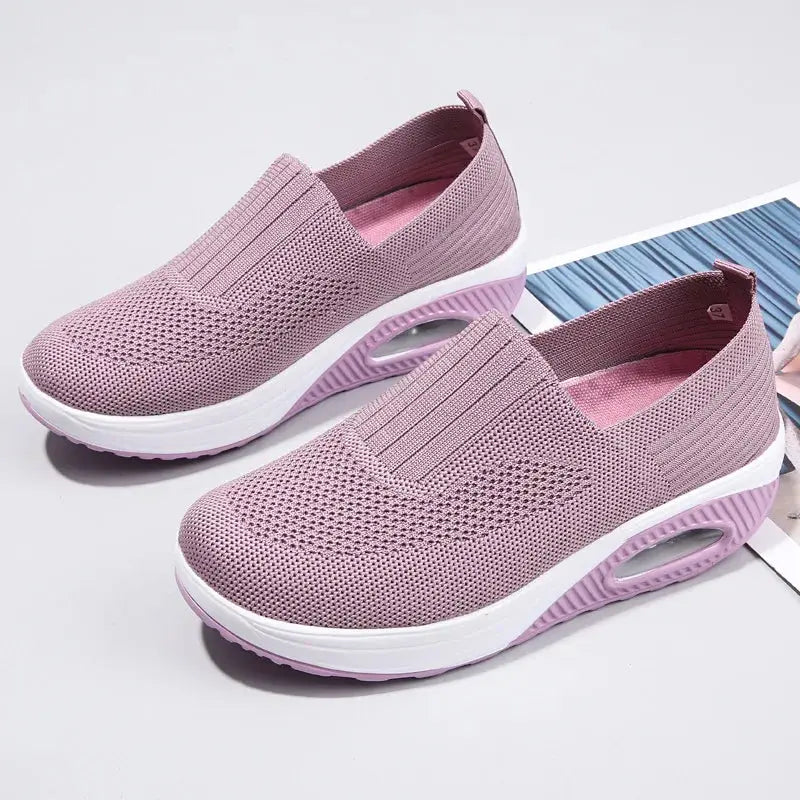MunaWear  Women's Sneakers  Lila - Women's White Sneakers with Air Cushion and Thick Sole for Best Walking Comfort