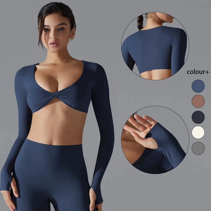 MunaWear  Women's Sports Bras  Mia – High Support Long Sleeve Sports Bra with Push-Up Design for High-Impact Workouts 