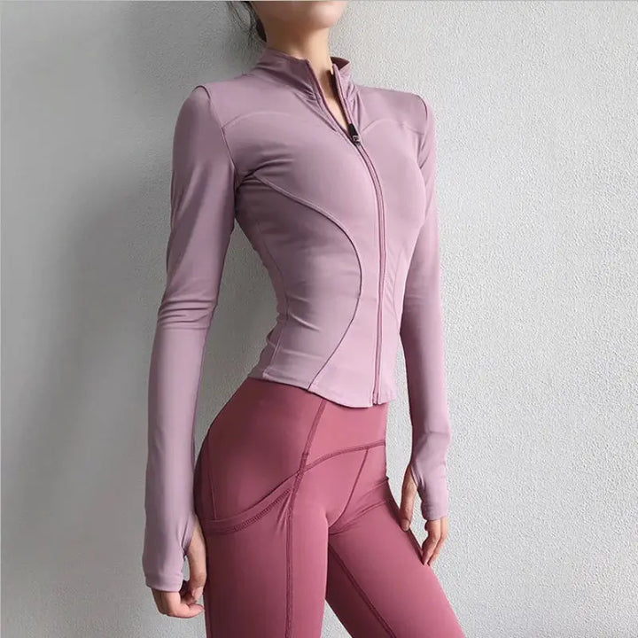 MunaWear  Women's Sports Jackets  Mia – Long Sleeve Zip Sports Jacket for Women, Warm & Stylish Fitness Top 