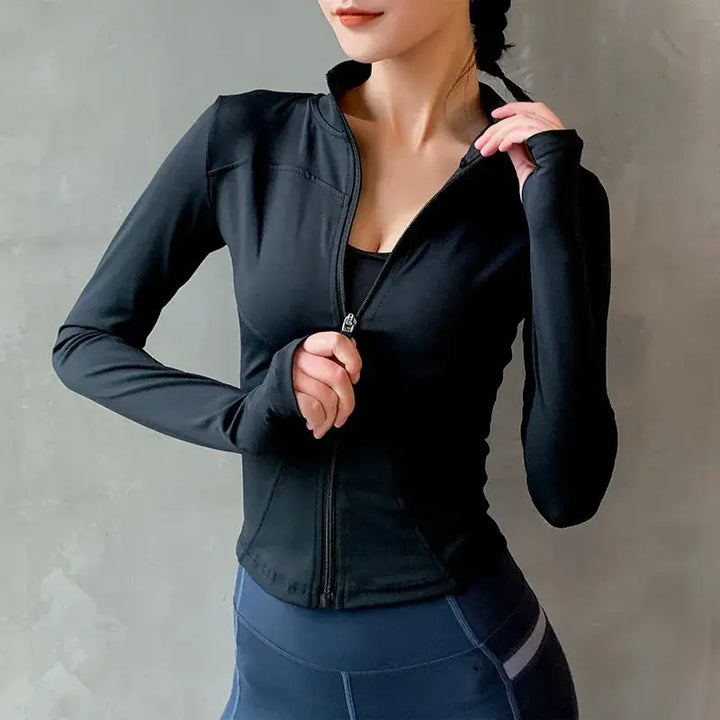 MunaWear  Women's Sports Jackets  Mia – Long Sleeve Zip Sports Jacket for Women, Warm & Stylish Fitness Top 