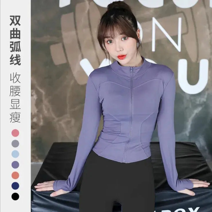 MunaWear  Women's Sports Jackets  Mia – Long Sleeve Zip Sports Jacket for Women, Warm & Stylish Fitness Top  Image-Color-a-S