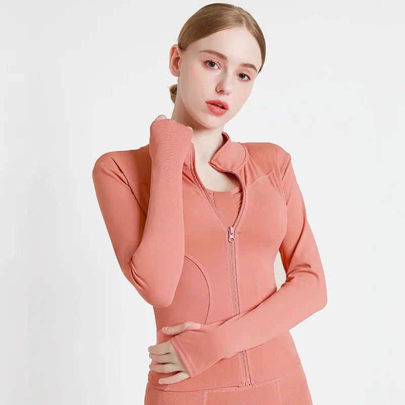 MunaWear  Women's Sports Jackets  Mia – Long Sleeve Zip Sports Jacket for Women, Warm & Stylish Fitness Top  Image-Color-c-S
