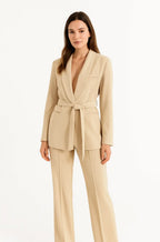 Liora - Tailored Blazer and Wide-Leg Trousers Set With Tie Belt For Office And Evening Wear 1