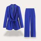 Liora - Tailored Blazer and Wide-Leg Trousers Set With Tie Belt For Office And Evening Wear 2