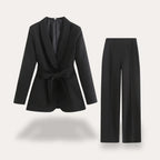 Liora - Tailored Blazer and Wide-Leg Trousers Set With Tie Belt For Office And Evening Wear 3