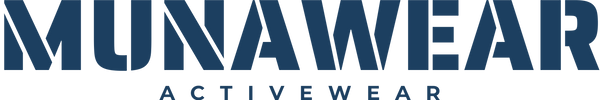 MunaWear logo in bold blue text – stylish and high-performance activewear brand for men and women