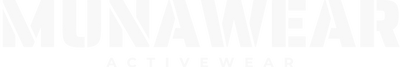 White MunaWear logo on transparent background – modern activewear brand offering performance-focused clothing for men and women