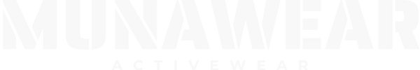 White MunaWear logo on transparent background – modern activewear brand offering performance-focused clothing for men and women